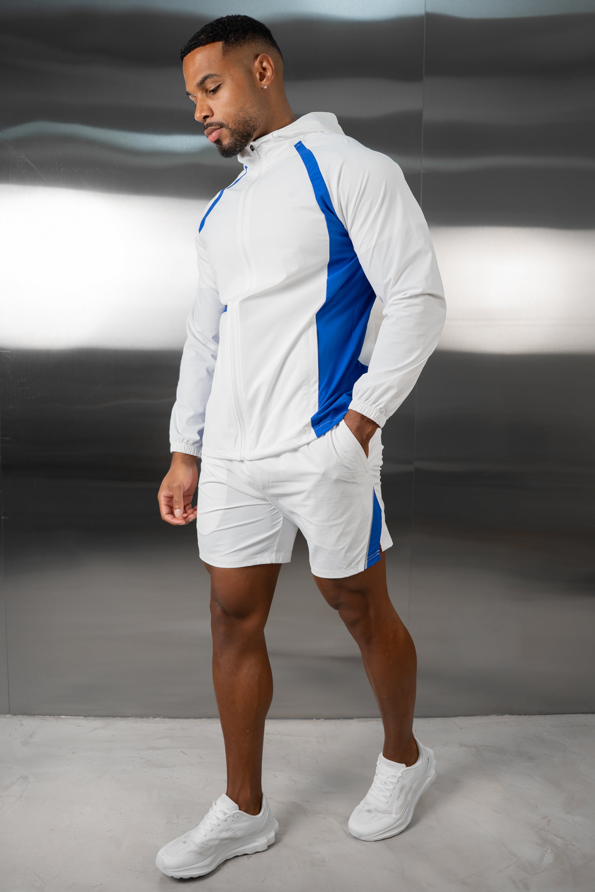 Synergy Technical Windbreaker Jacket - White/Royal Blue