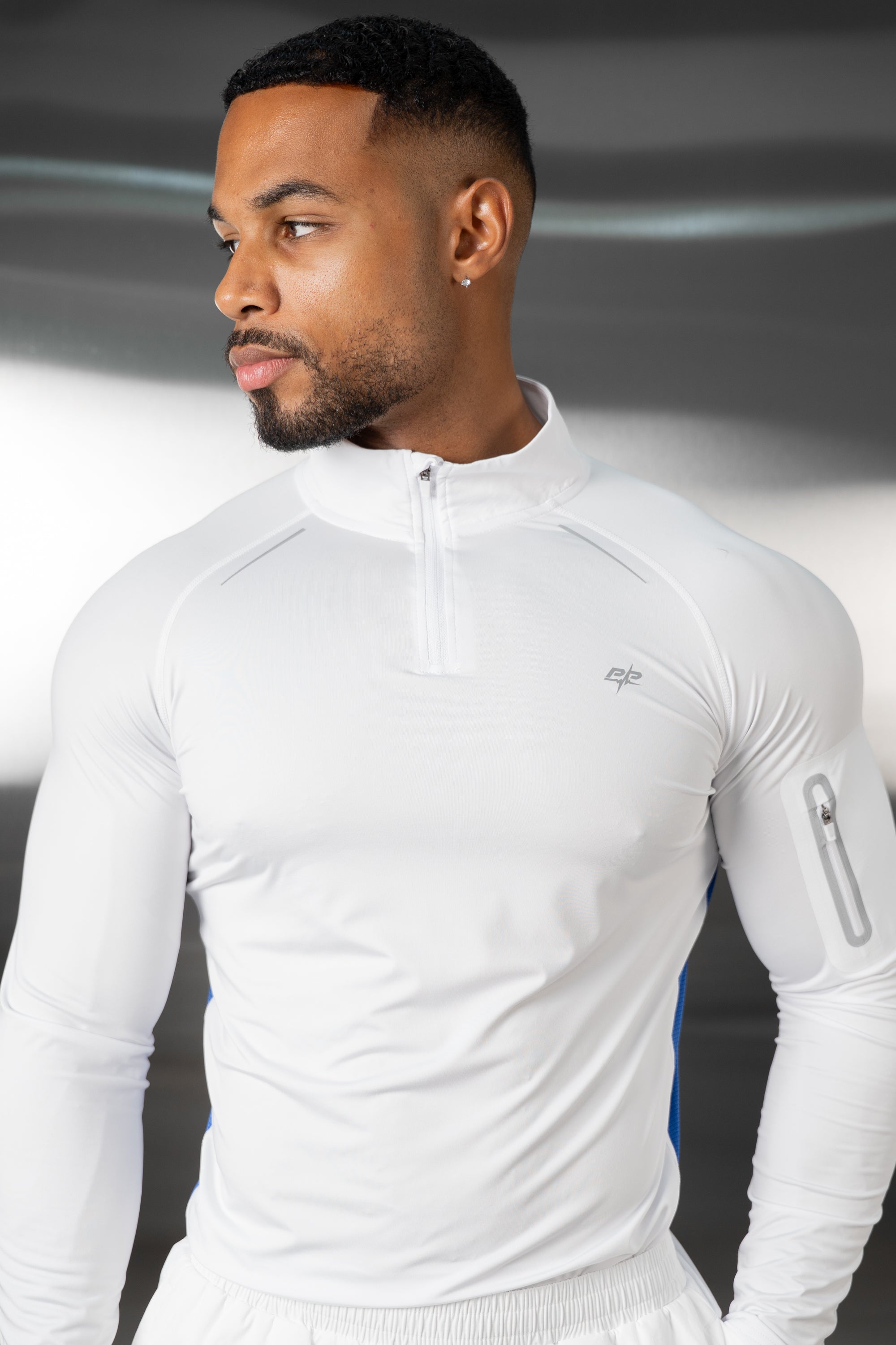 Synergy Quarter Zip Training Top - White/Royal Blue