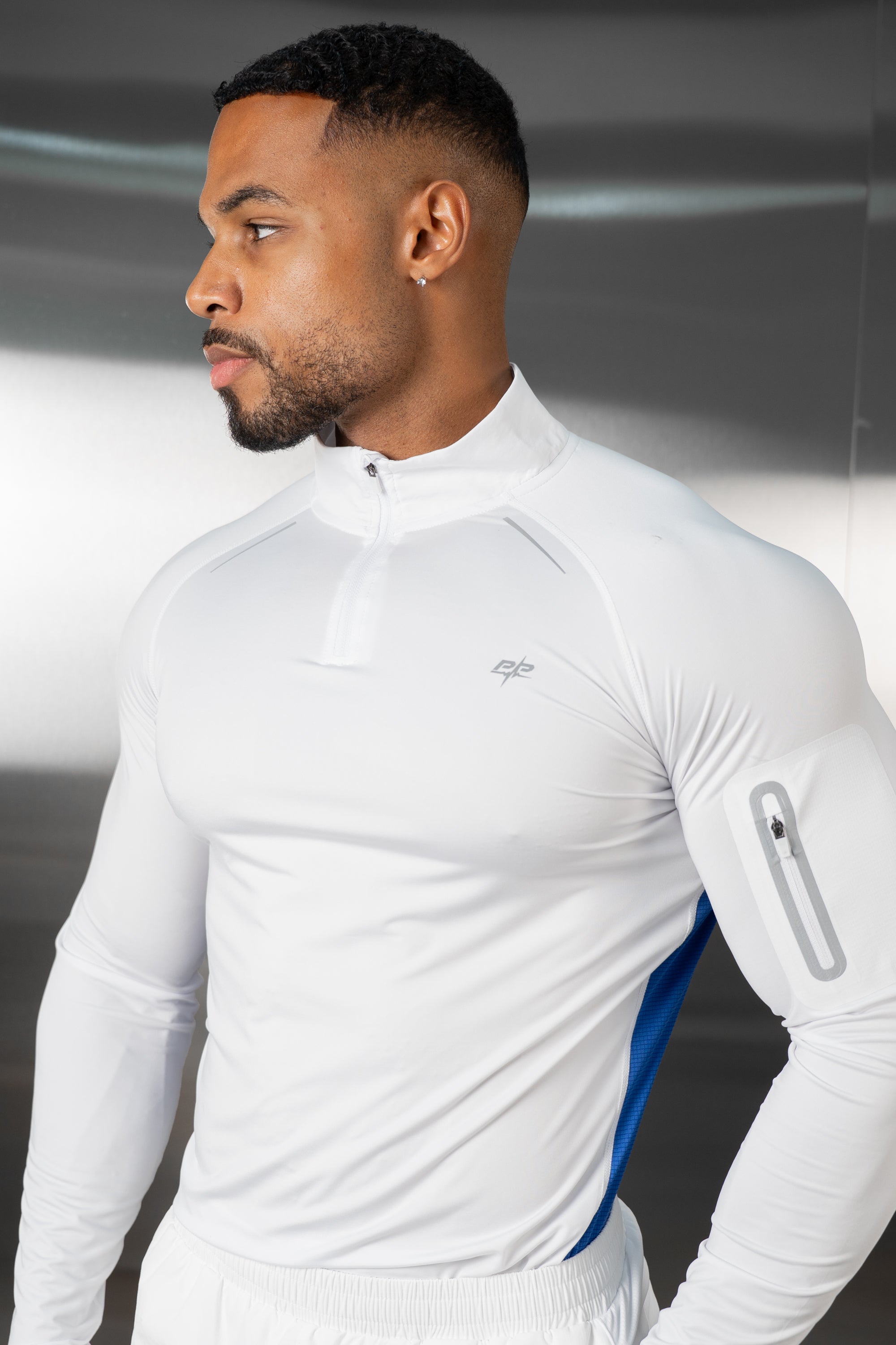 Synergy Quarter Zip Training Top - White/Royal Blue