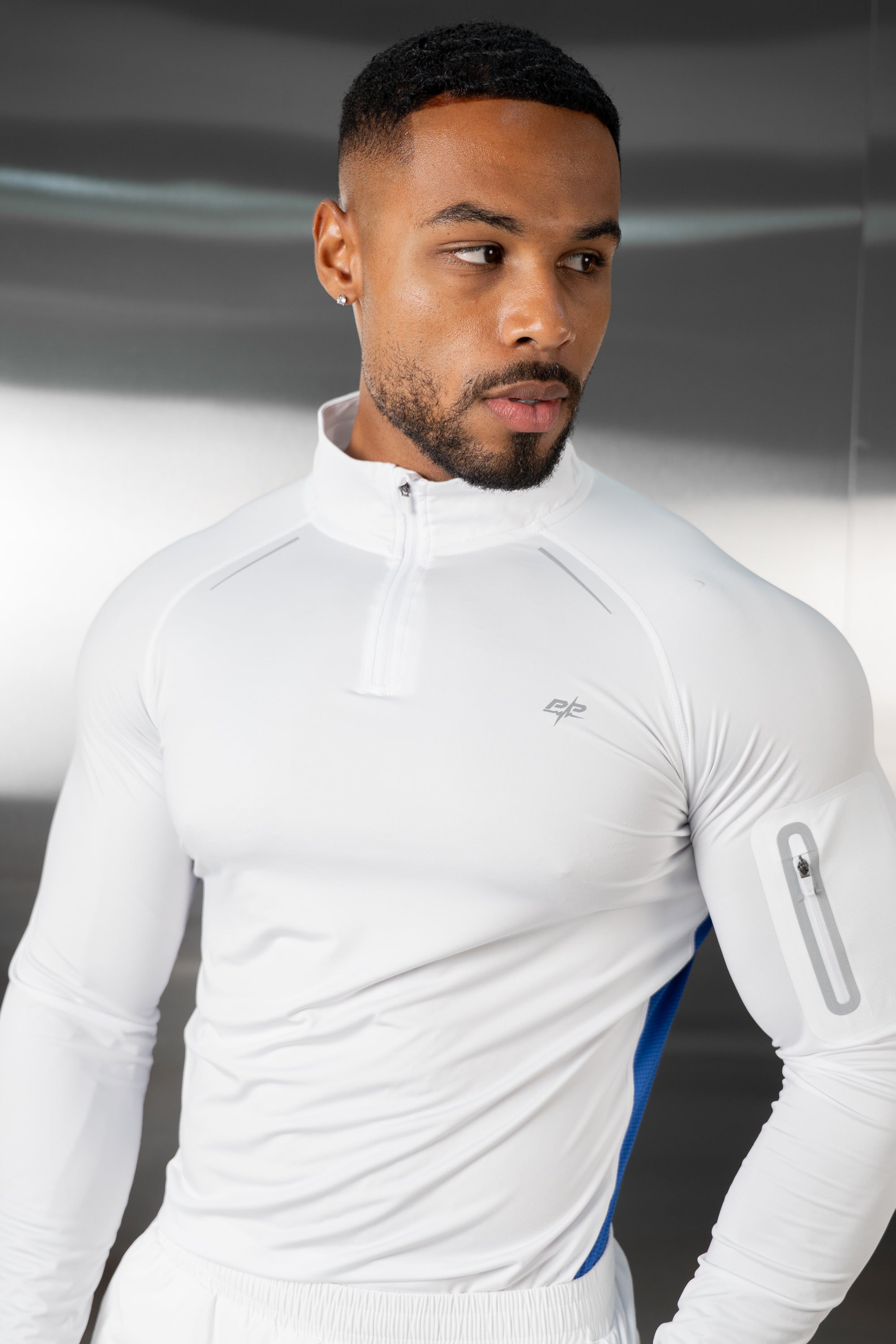 Synergy Quarter Zip Training Top - White/Royal Blue