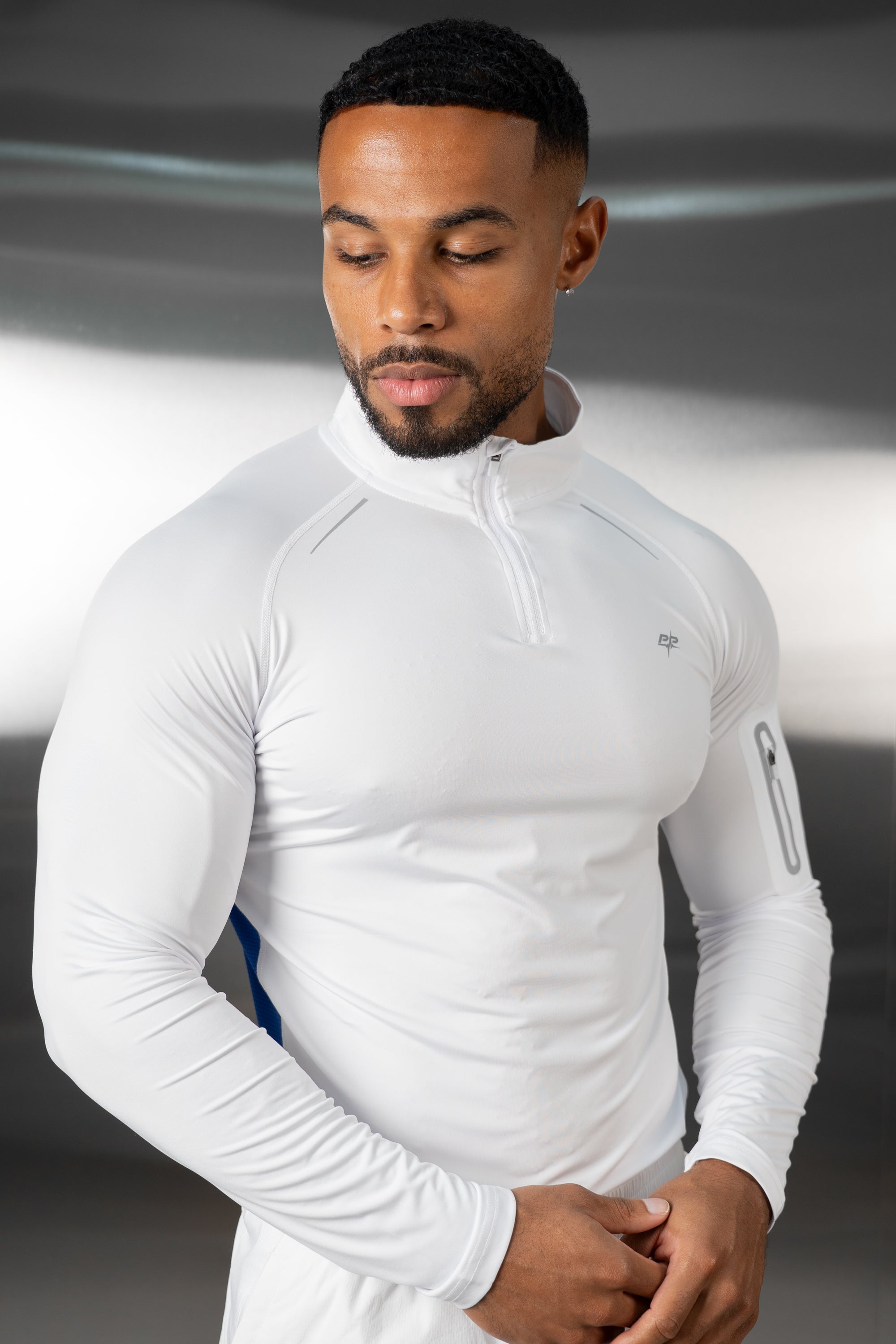 Synergy Quarter Zip Training Top - White/Royal Blue