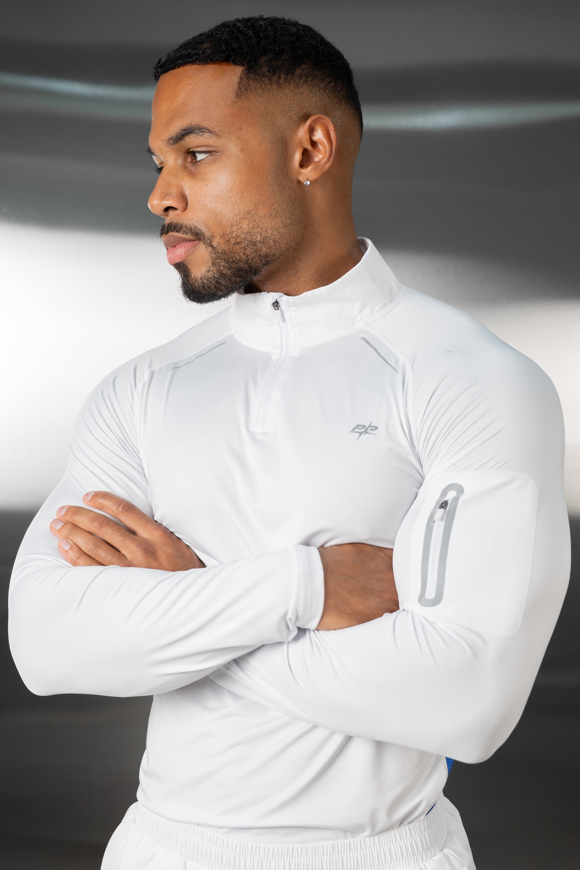 Synergy Quarter Zip Training Top - White/Royal Blue