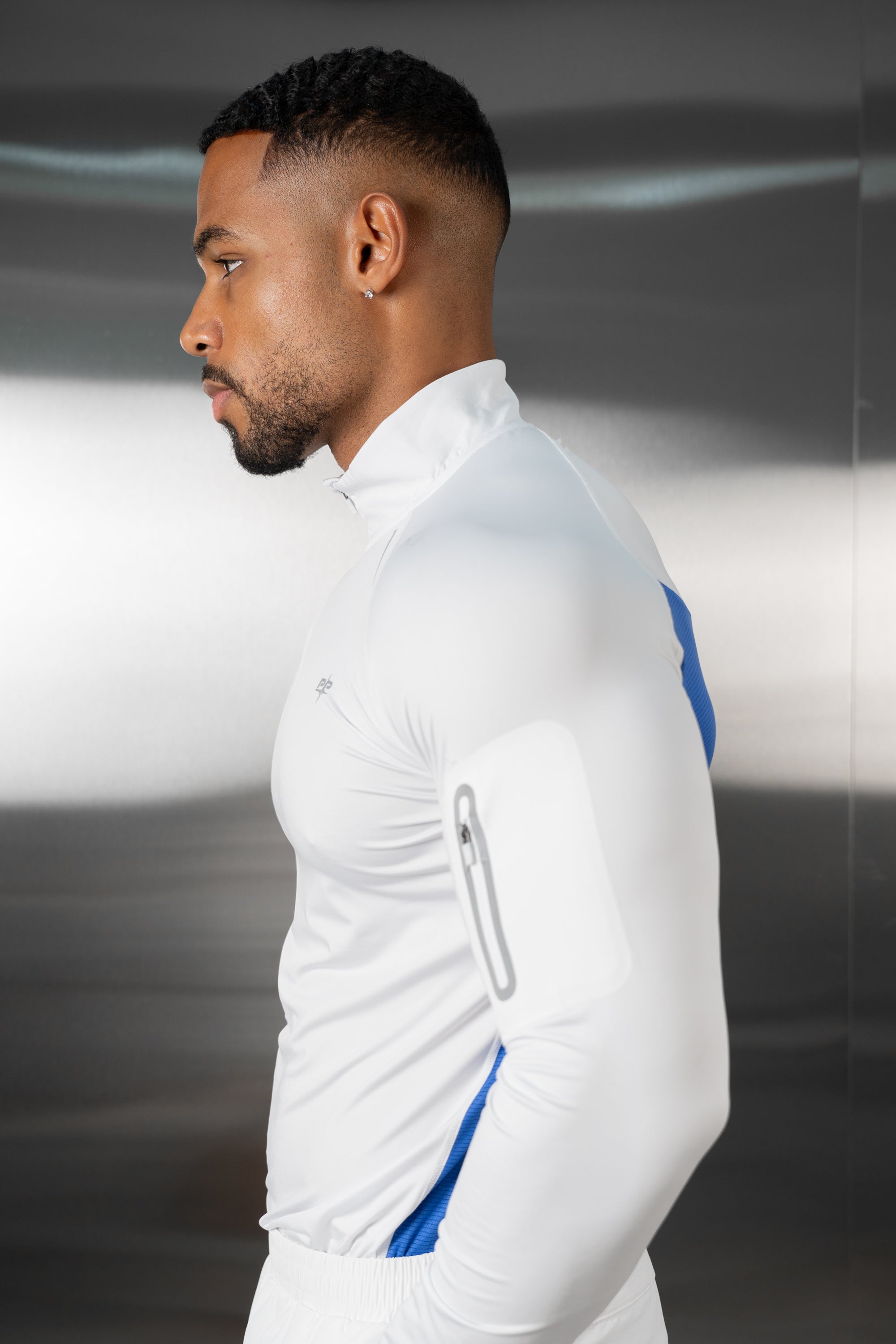 Synergy Quarter Zip Training Top - White/Royal Blue