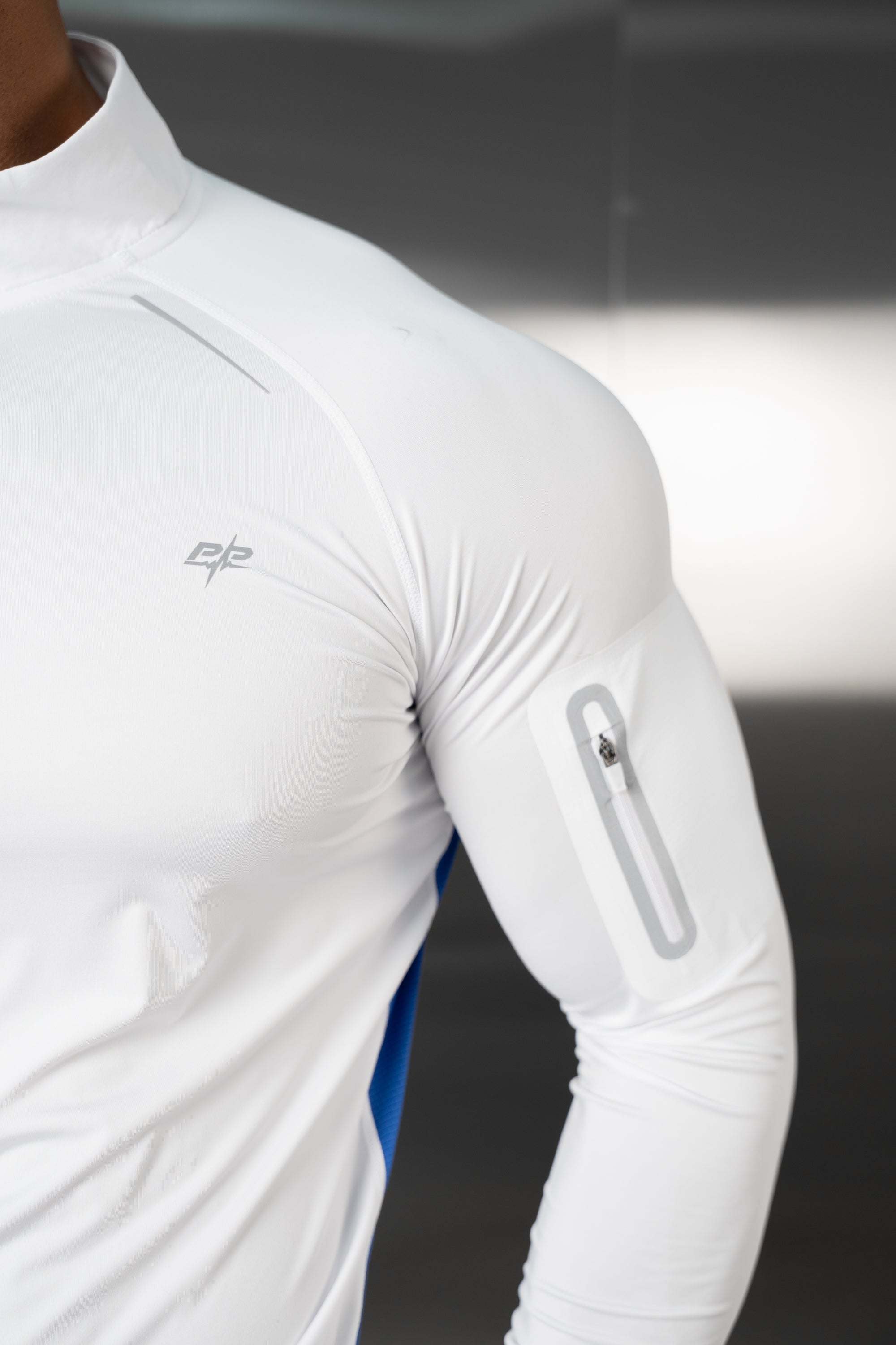 Synergy Quarter Zip Training Top - White/Royal Blue