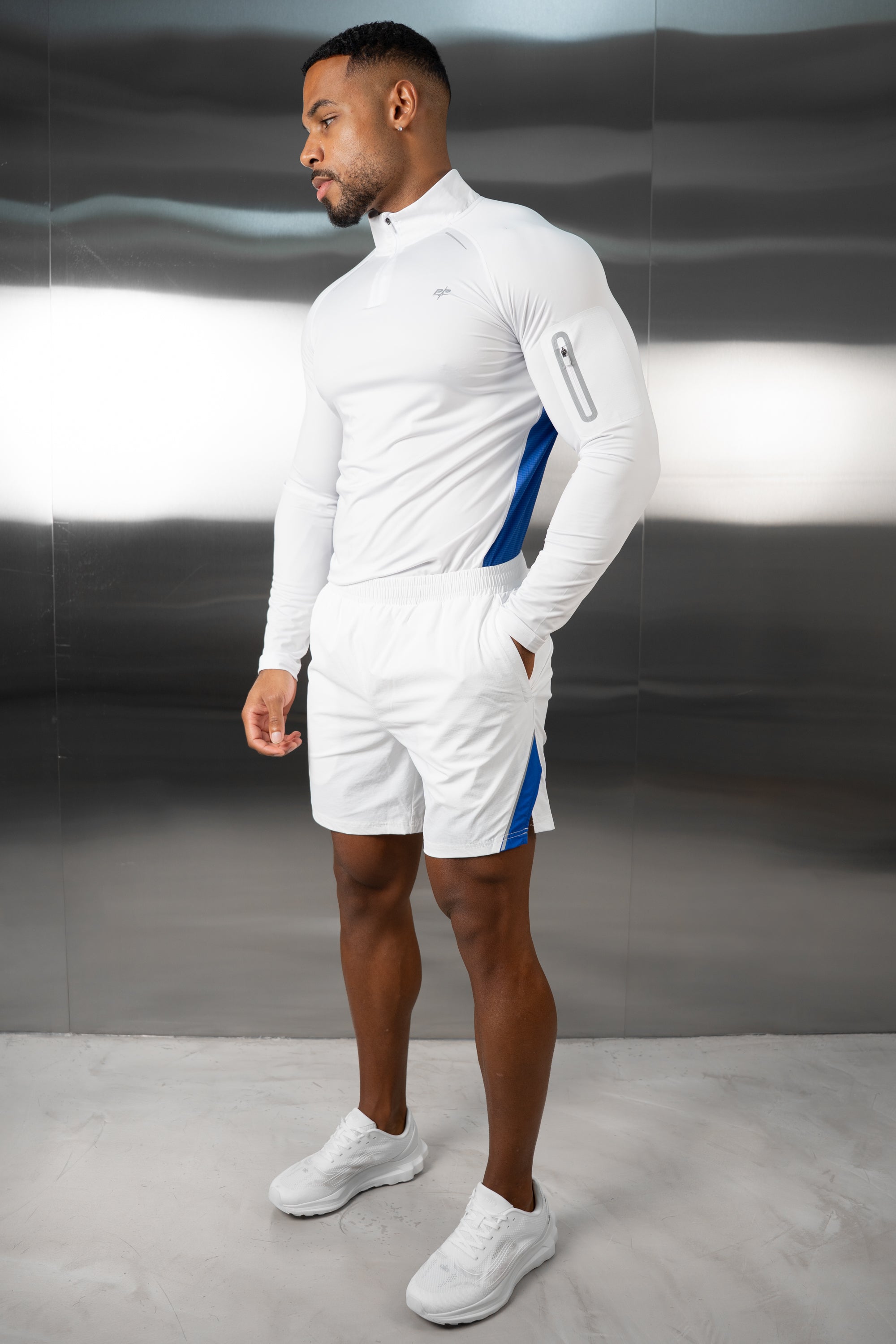 Synergy Quarter Zip Training Top - White/Royal Blue